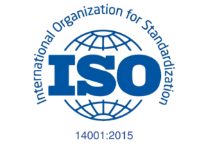 ISO 14001:2015 certification logo representing environmental management compliance.